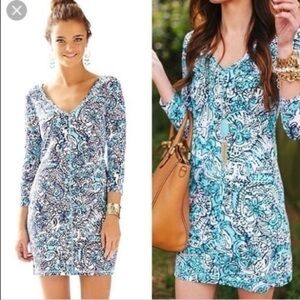 Lilly Pulitzer Juliet Dress in Shorely Blue Hippy Hippy Shake Medium
